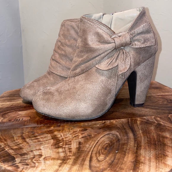Tan Suede Ankle Booties - Picture 2 of 9